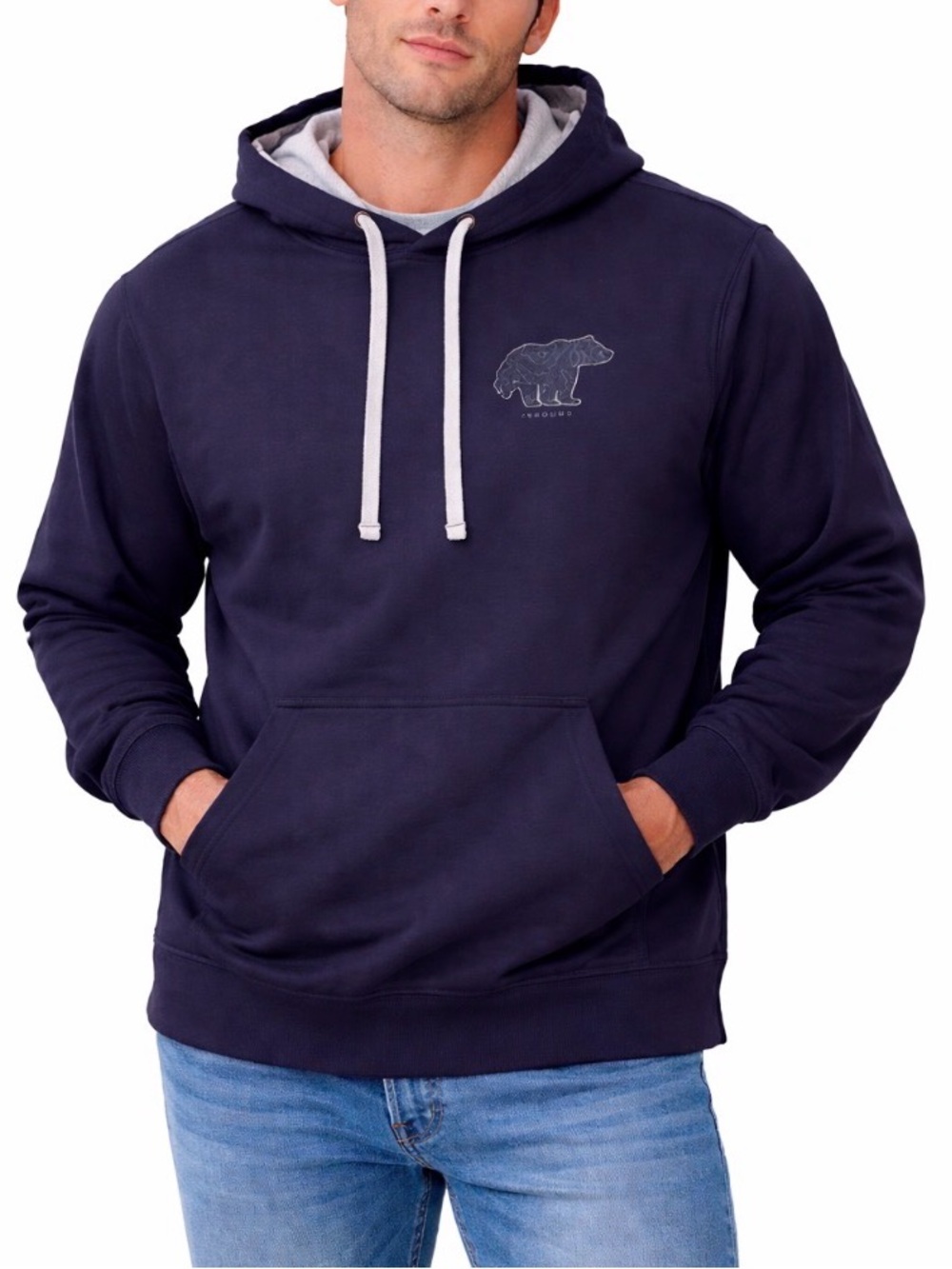 SnowBound brand pull over hoodie black bear logo drawstring hood SZ M